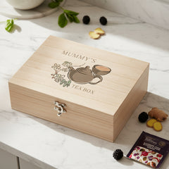 Personalised Any Name Compartment Tea Box With Floral Design Tea Box Raised Words