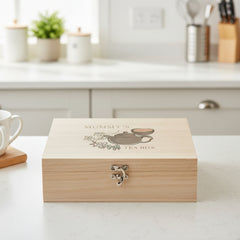 Personalised Any Name Compartment Tea Box With Floral Design Tea Box Raised Words