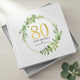 Personalised 80th Birthday Gift for her Photo Album Gold Wreath Design personalised photo album ukgiftstoreonline
