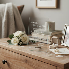 Personalised Engagement Gift Glass Plaque He Asked She Said Yes Personalised Crystal Glass ukgiftstoreonline