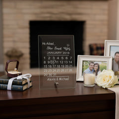Personalised Engagement Gift Glass Plaque He Asked She Said Yes Personalised Crystal Glass ukgiftstoreonline