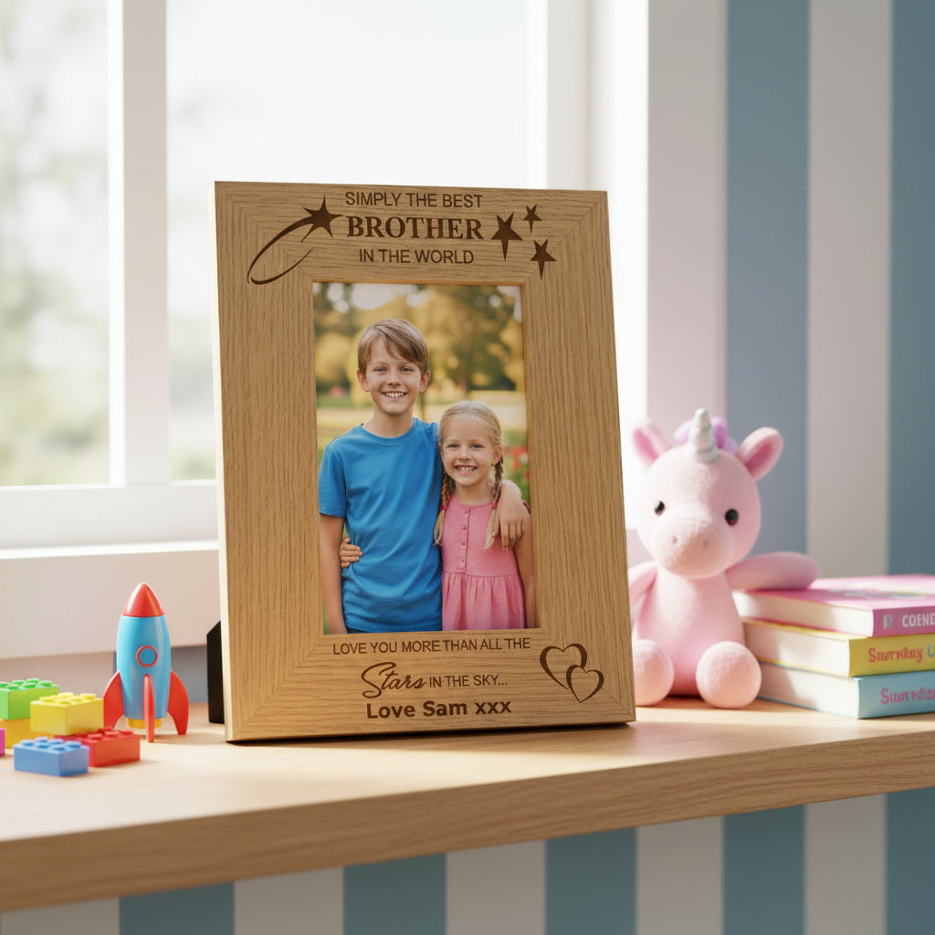 Personalised Best Brother Portrait Wooden Photo Frame Gift Brother Photo Frame ukgiftstoreonline