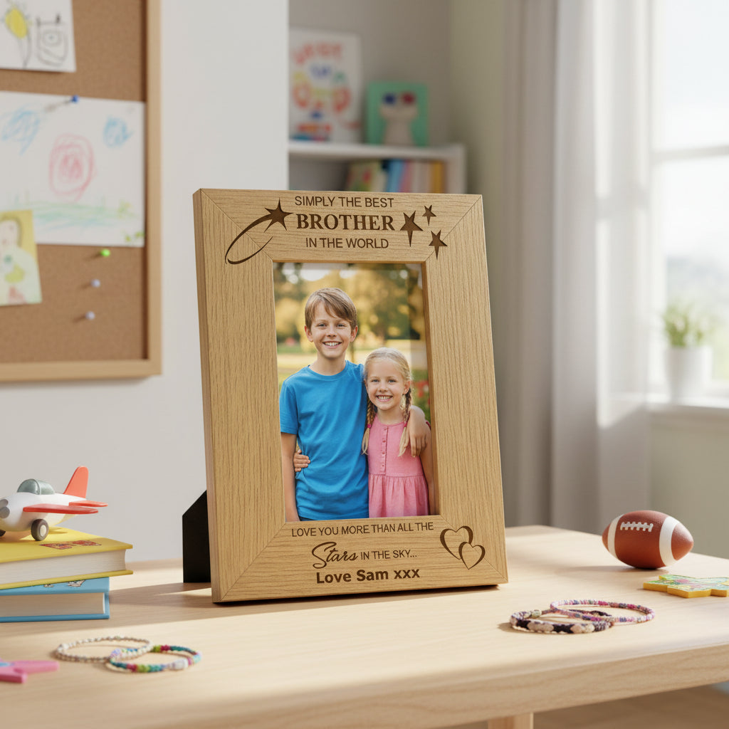 Personalised Best Brother Portrait Wooden Photo Frame Gift Brother Photo Frame ukgiftstoreonline