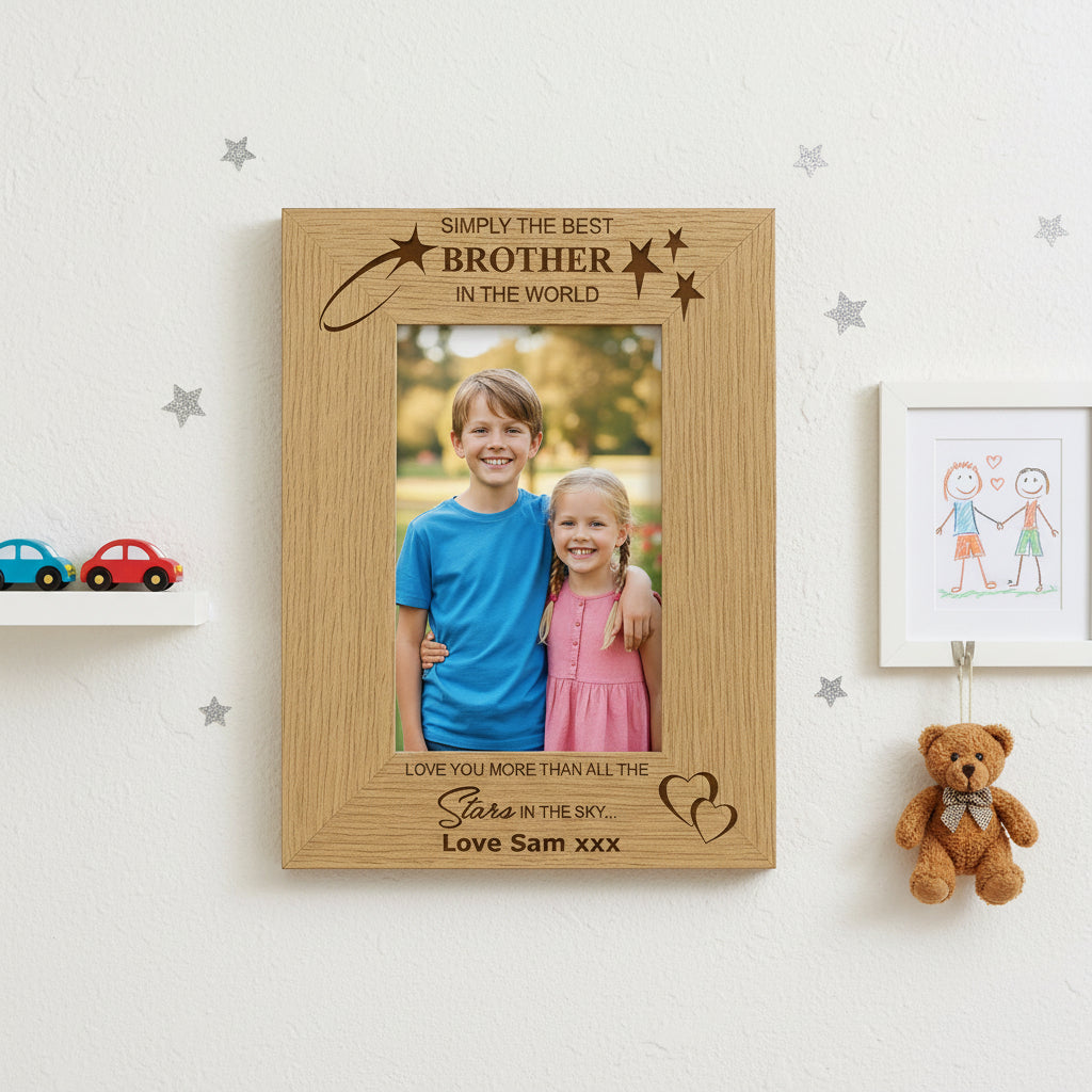 Personalised Best Brother Portrait Wooden Photo Frame Gift Brother Photo Frame ukgiftstoreonline