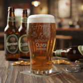 18th Birthday Personalised Engraved Beer Glass Gift for Him with Star Design personalised beer glasses ukgiftstoreonline