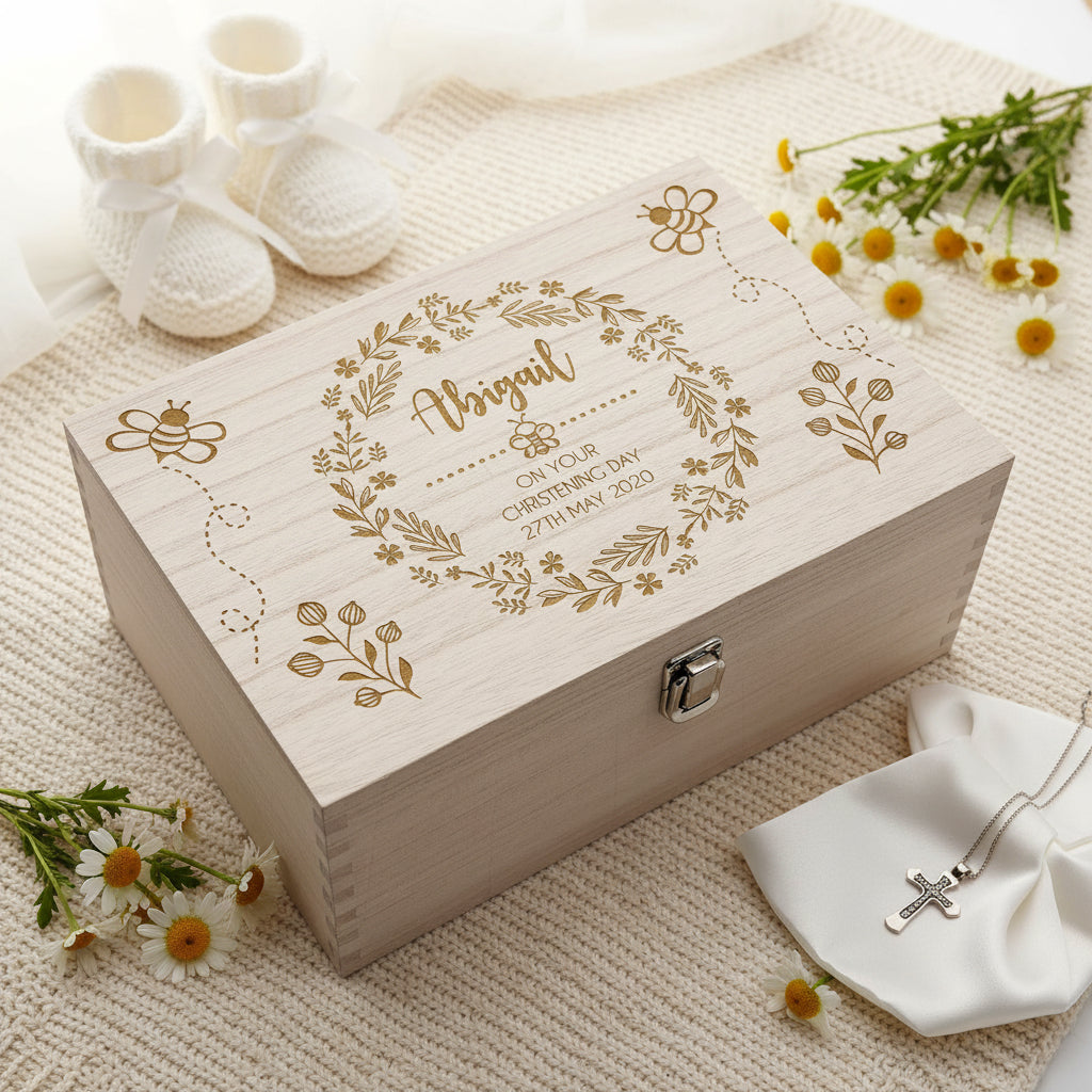 Personalised christening, Baptism or Communion gift Keepsake Memory Box Wooden Engraved Keepsake Memory Box ukgiftstoreonline