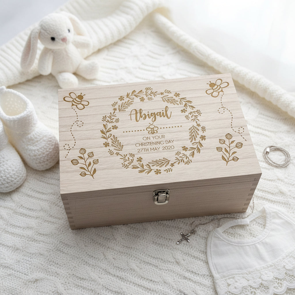 Personalised christening, Baptism or Communion gift Keepsake Memory Box Wooden Engraved Keepsake Memory Box ukgiftstoreonline