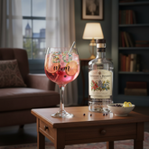 Personalised 60th Birthday Cocktail Gin Glass Gift For Her With Flowers and Butterflies Personalised Gin Glasses ukgiftstoreonline