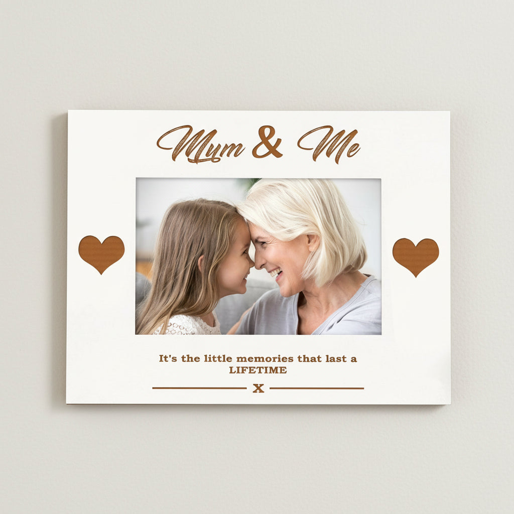 White Engraved Mum and Me Photo Frame Gift Photo Frame ukgiftstoreonline