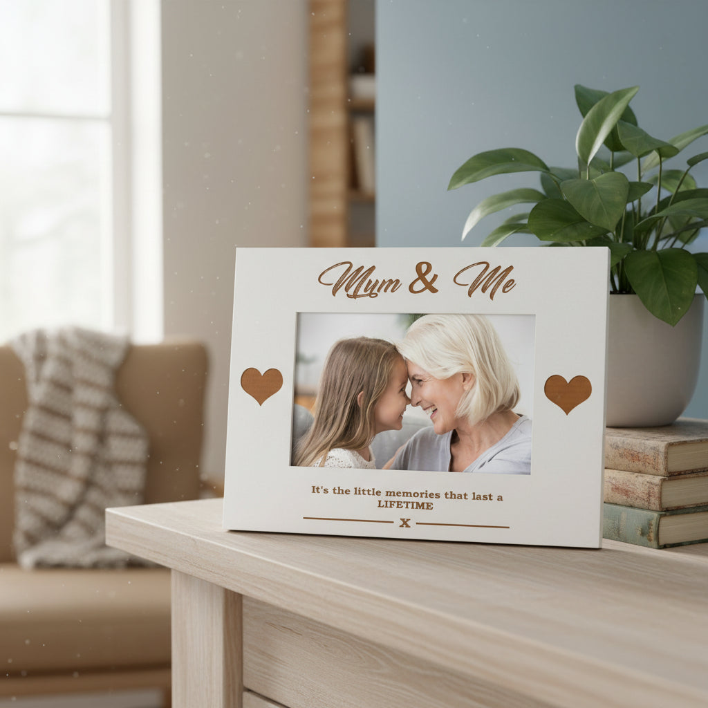 White Engraved Mum and Me Photo Frame Gift Photo Frame ukgiftstoreonline