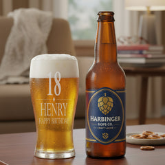 Engraved Personalised Birthday Pint Beer Glass Gift For Him Any Age