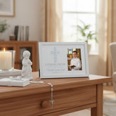 Personalised Boy Communion Blue Ornate Cross Design Photo Frame Gift Keepsake Communion Photo Frame ukgiftstoreonline