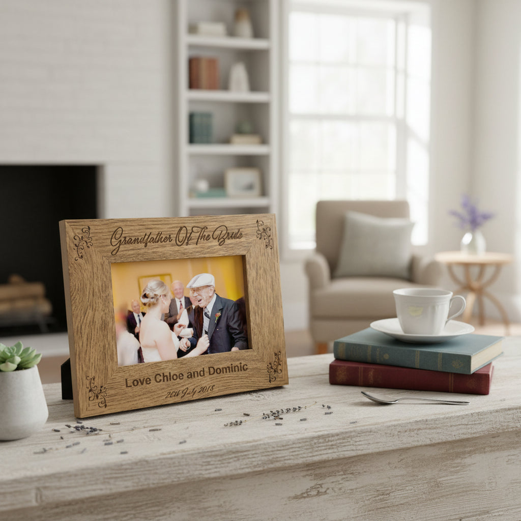 Personalised Grandfather Of The Bride Engraved Wooden Photo Frame Wedding Gift Grandfather Photo Frame ukgiftstoreonline