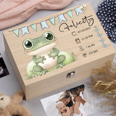 Personalised Wooden Baby Memory Keepsake Box With Cute Animals
