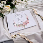 Personalised Floral Wreath Wedding Lined Guest Book Hard Cover 80 Pages