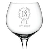 Personalised Engraved 18th Birthday Gin Cocktail Glass With Wreath
