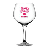 Personalised 18th Birthday Gin Glass Gifts for Her In Pink