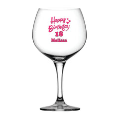Personalised 18th Birthday Gin Glass Gifts for Her In Pink