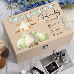 Personalised Wooden Baby Memory Keepsake Box With Cute Animals