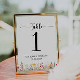 Personalised Table Number Wedding sign, Party, customised couple names and date