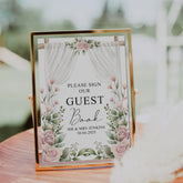 Wedding Guest Book Sign Personalised With Flowers