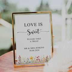 Personalised Wedding Love is Sweet Take a Treat Favours, Customised Table Sign