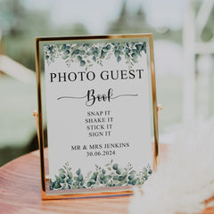 Personalised Wedding Photo Guestbook Sign, Customised With Eucalyptus