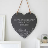 Personalised Engraved Large Slate Heart Plaque for Any Occasion With Flowers 20cm x 20cm Personalised Heart Gifts ukgiftstoreonline