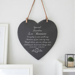 Personalised Grandson Memorial Remembrance Slate Plaque Heart Symbol