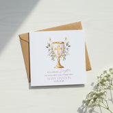 Personalised Daughter First Holy Communion Luxury Linen Card With Host ukgiftstoreonline