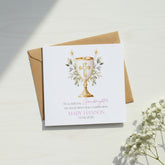Personalised Granddaughter First Holy Communion Luxury Linen Card With Host ukgiftstoreonline