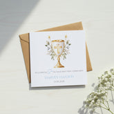 Personalised Son First Holy Communion Luxury Linen Card With Host ukgiftstoreonline