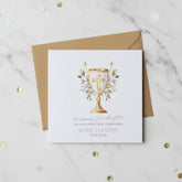 Personalised Granddaughter First Holy Communion Luxury Linen Card With Host ukgiftstoreonline
