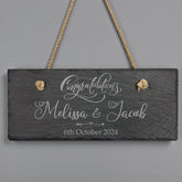 Personalised Hanging Slate Sign Gift Wedding Engagement Anniversary or New Home