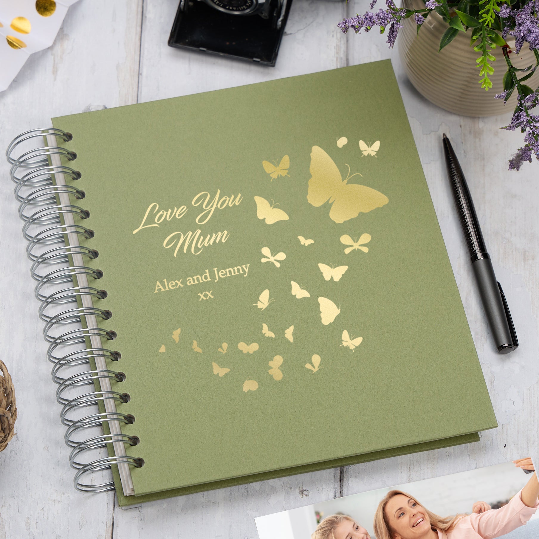 Large Personalised Mum Photo Album Memory Keepsake Gift Multiple Colours With butterflies Photo Album ukgiftstoreonline