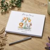Personalised 1st Birthday Guest Book With Safari Animals