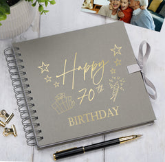 70th Birthday Memory Scrapbook Album With Present Design Various Colours Available
