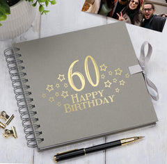 60th Birthday Memory Scrapbook Album With Star Design Various Colours Available