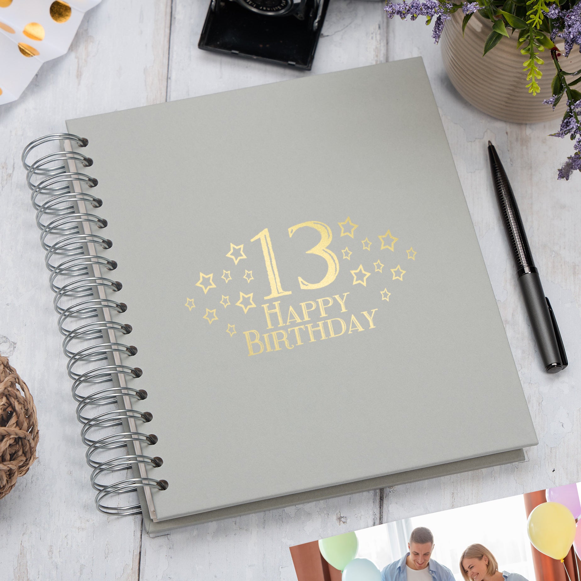 Large 13th Birthday Photo Album Memory Keepsake Gift With Stars Multiple Colours Photo Album ukgiftstoreonline Grey 4x6 Inch Album