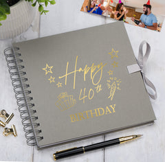 40th Birthday Memory Scrapbook Album With Present Design Various Colours Available