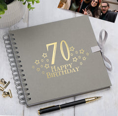 70th Birthday Memory Scrapbook Album With Star Design Various Colours Available