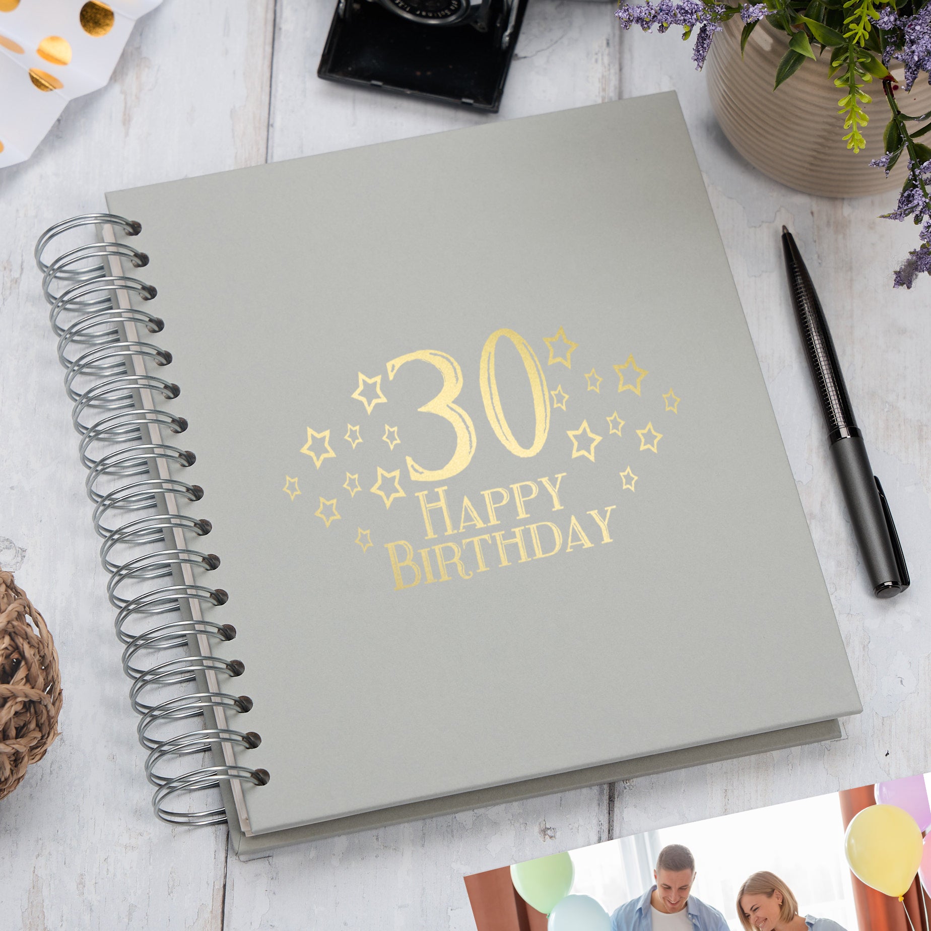 Large 30th Birthday Photo Album Memory Keepsake Gift With Stars Multiple Colours Photo Album ukgiftstoreonline Grey 4x6 Inch Album