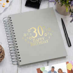 Large 30th Birthday Photo Album Memory Keepsake Gift With Stars Multiple Colours Photo Album ukgiftstoreonline Grey 4x6 Inch Album