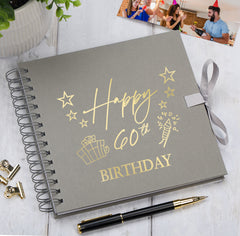 60th Birthday Memory Scrapbook Album With Present Design Various Colours Available