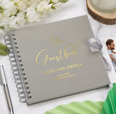 Personalised Custom Foil Wedding Guestbook With Delicate Leaves and Multiple Colours