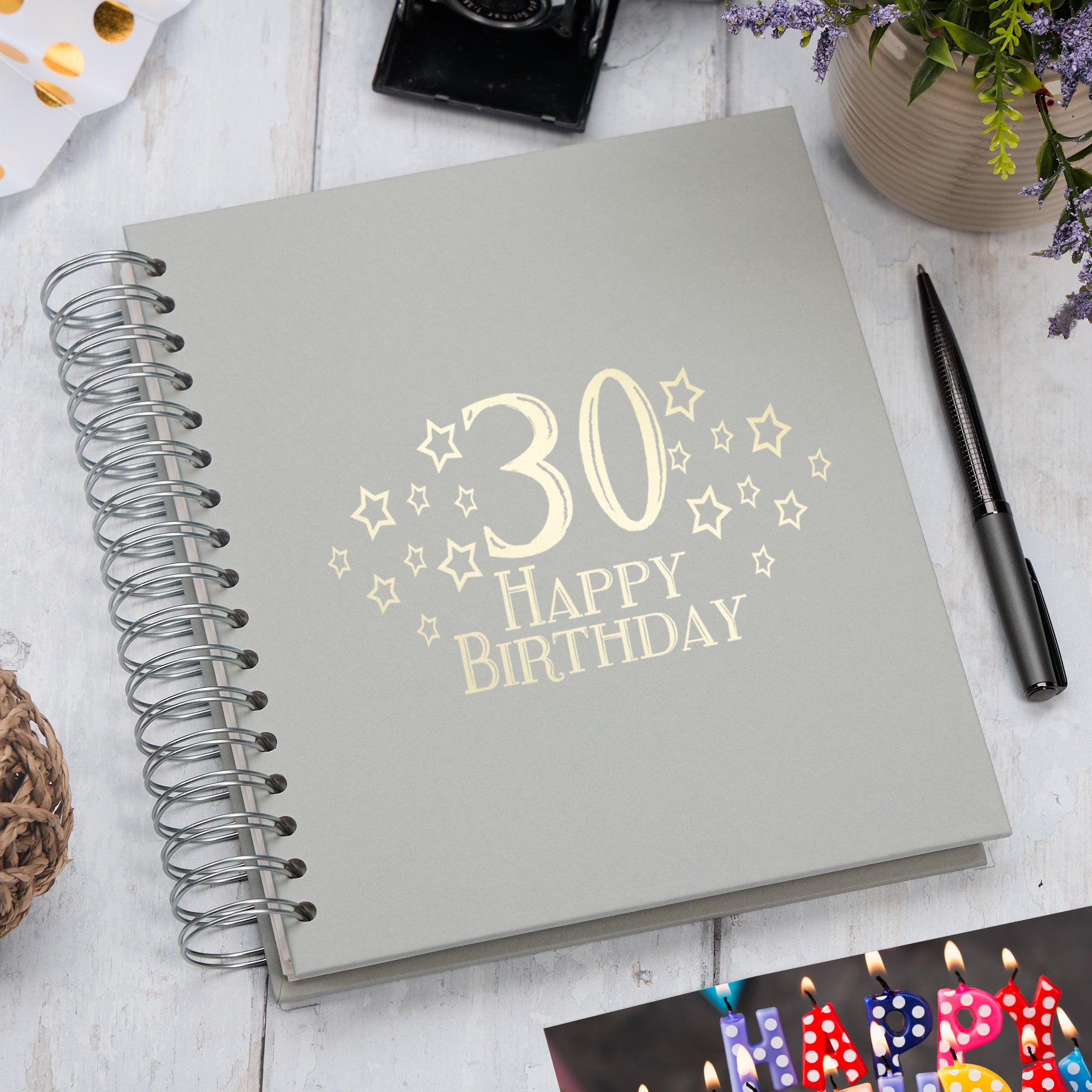30th Birthday Memory Photo Album Star Design With Various Colours Photo Album ukgiftstoreonline Grey 4x6 Inch Album