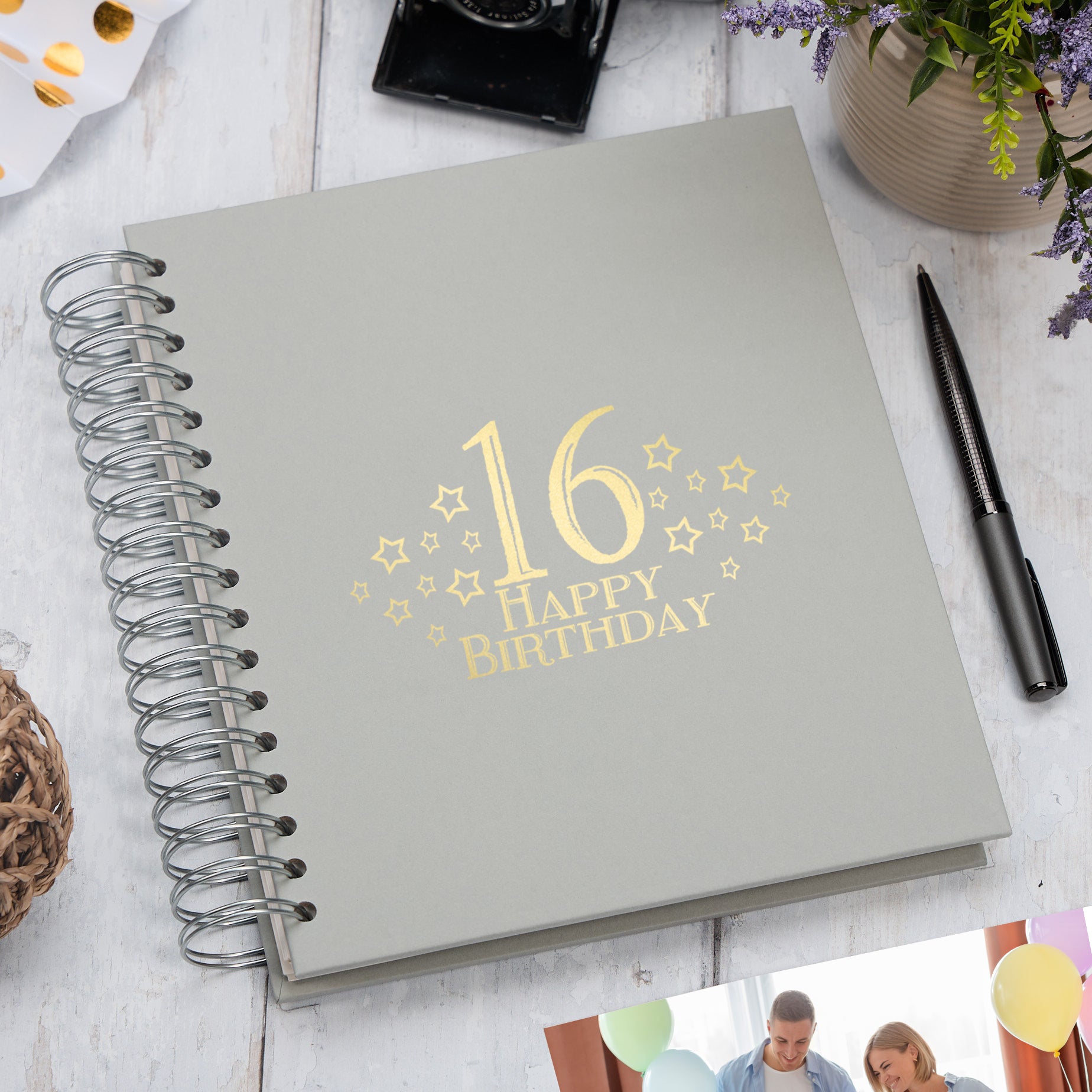Large 16th Birthday Photo Album Memory Keepsake Gift With Stars Multiple Colours Photo Album ukgiftstoreonline Grey 4x6 Inch Album