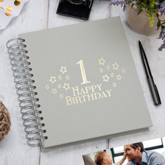 Large 1st Birthday Photo Album Memory Keepsake Gift With Stars Photo Album ukgiftstoreonline Grey 4x6 Inch Album