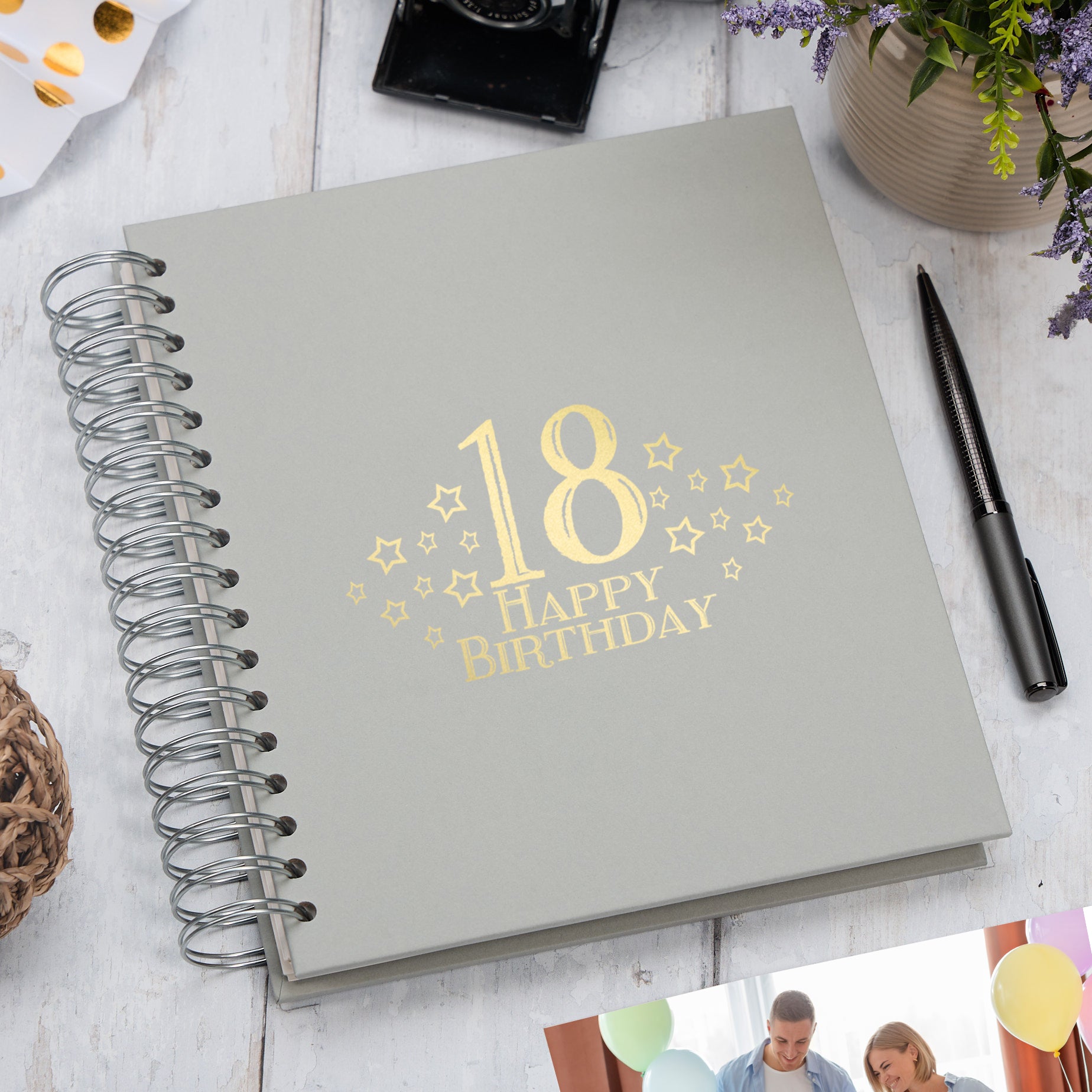 Large 18th Birthday Photo Album Memory Keepsake Gift With Stars Multiple Colours Photo Album ukgiftstoreonline Grey 4x6 Inch Album