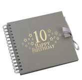 Wholesale Trade Pack of 10 - 10th Birthday Scrapbooks With Star Design Birthday Photo Album ukgiftstoreonline Grey